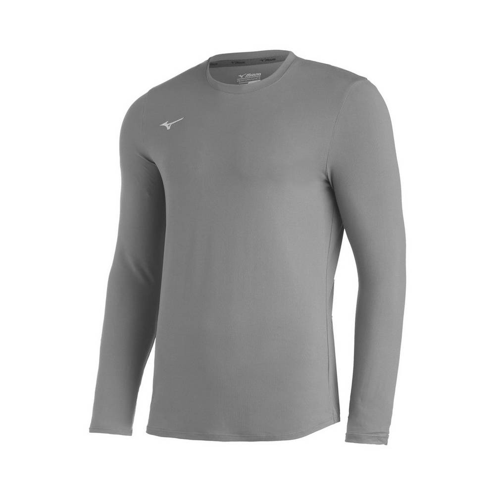 Maglie Running Mizuno Baseball Comp Diamond Long Sleeve Crew Uomo - Grigie - 67235-UQDT